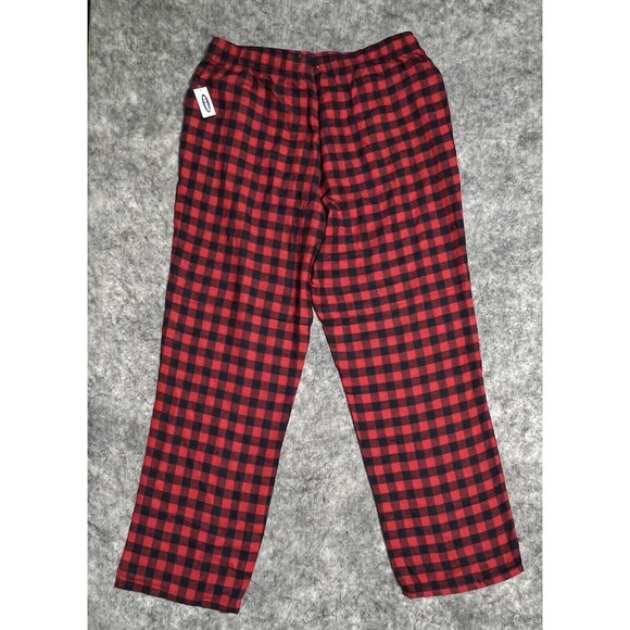 Old Navy Pajama Pants Men's L Fleece Red and Black Buffalo Check Plaid Comfy NWT - Picture 2 of 16